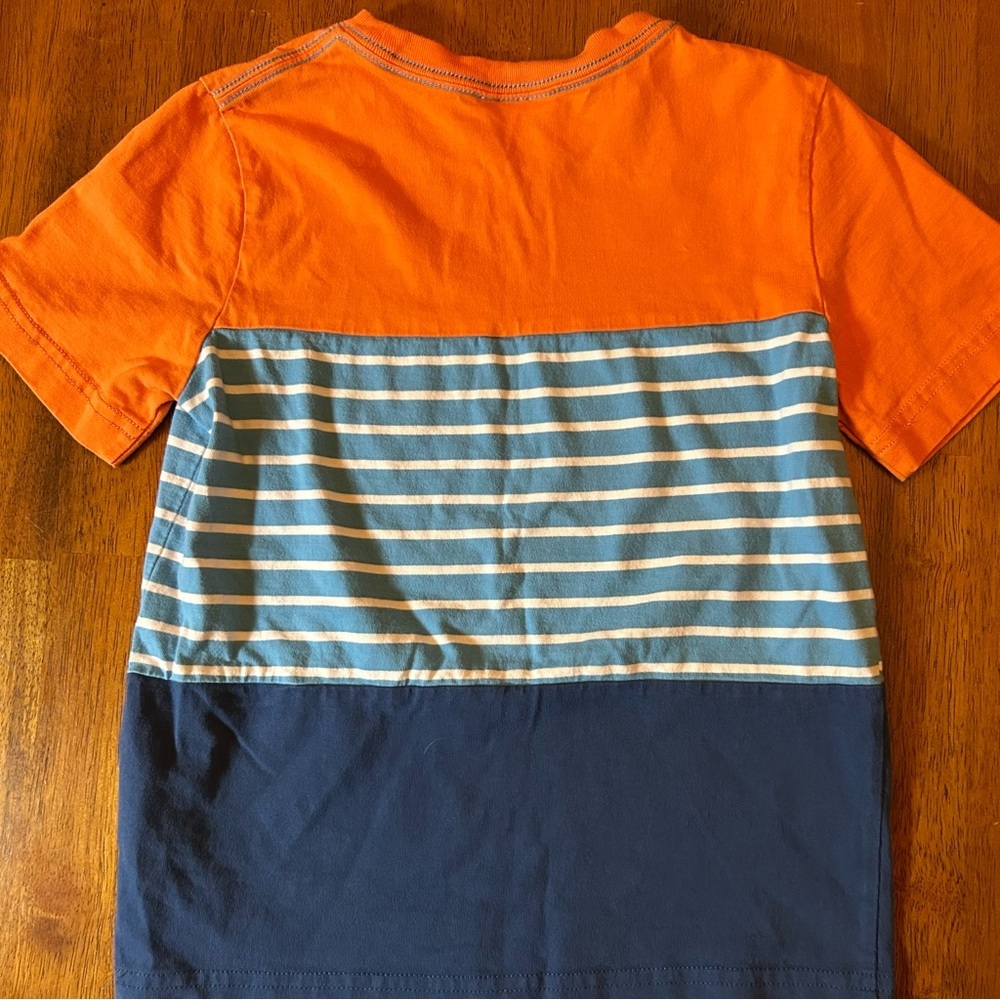 Hanna Andersson Colorblock Stripe Tee | Boys Size 130 (8) | 100% Cotton - Picture 4 of 6